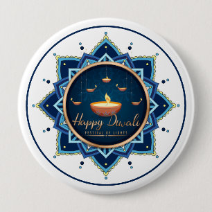 Bóton Redondo 10.16cm Chama Celestial - Brilho de Diwali Mandala