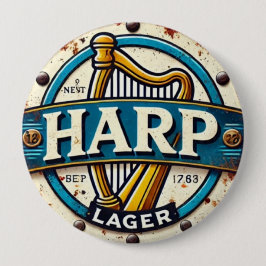 Bóton Redondo 10.16cm Classic Harp Lager Beer Logo Round