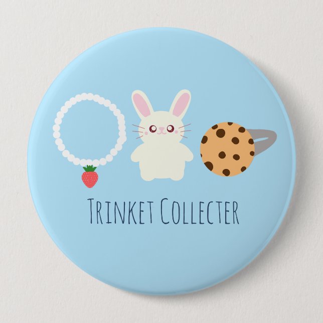 Bóton Redondo 10.16cm Colar De Morango, Coelho E Anel (Frente)