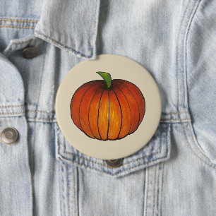 Bóton Redondo 10.16cm Colheita Laranja Pumpkin Patch outono