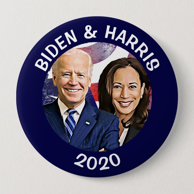 Bóton Redondo 10.16cm Comício eleitoral de Biden e Harris 2020 nos EUA (Frente)