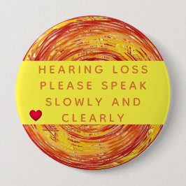 Bóton Redondo 10.16cm Coração Geométrico Amarelo Laranja Perda de 4 Pole