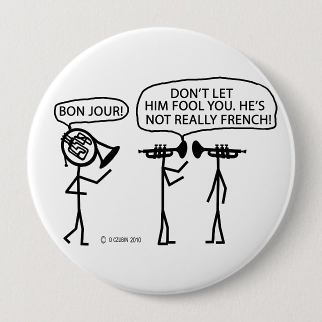 Bóton Redondo 10.16cm Corno francês francês (Frente)