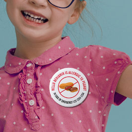 Bóton Redondo 10.16cm Crachá de Alergia de Peanut