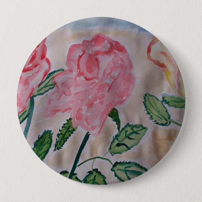 Bóton Redondo 10.16cm Crachá Rosa de Verão (Frente)