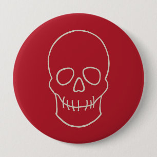 Bóton Redondo 10.16cm Crânio - Vermelho sanguíneo e branco ósseo