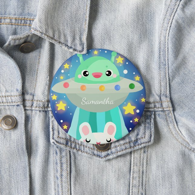 Bóton Redondo 10.16cm Criatura Espacial Bonita E Coelho Coelho (In Situ)