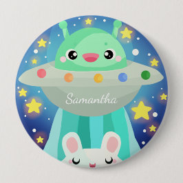 Bóton Redondo 10.16cm Criatura Espacial Bonita E Coelho Coelho