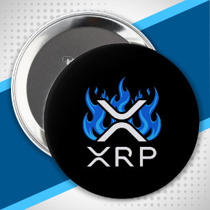 Bóton Redondo 10.16cm Criptomoeda XRP Cripto Chamas Azuis Fogo Derreter