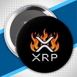 Bóton Redondo 10.16cm Criptomoeda XRP Cripto Chamas Laranja Fogo Derrete