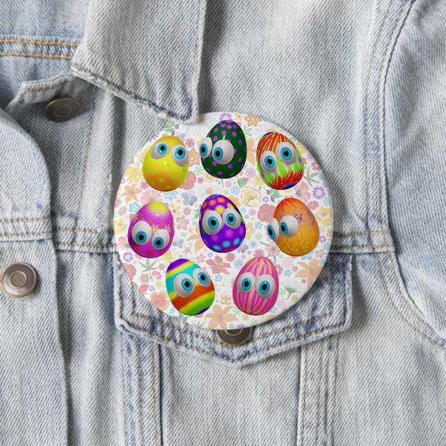 Bóton Redondo 10.16cm Cute and Funny Easter Eggs Cartoon (In Situ)