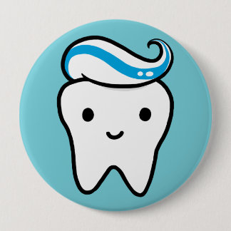 Bóton Redondo 10.16cm Dente de corte com pasta de dente | Cartoon Molar 