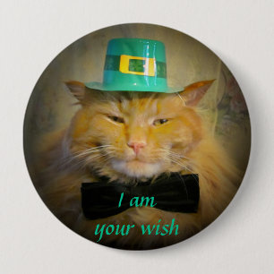 Bóton Redondo 10.16cm Desejo irlandês do gato do Leprechaun