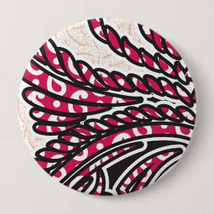 Bóton Redondo 10.16cm Design decorativa com vermelho vívido e alfinete