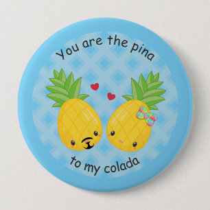 Bóton Redondo 10.16cm Dia de os namorados de desenho animado fofo de aba