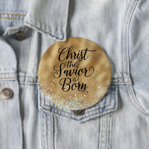 Bóton Redondo 10.16cm Dourado Cristo do Natal Cristão Salvador