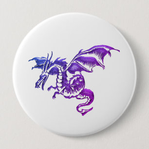 Bóton Redondo 10.16cm Dragão Roxo Voador Contra Branco