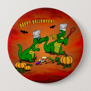 Bóton Redondo 10.16cm Dragões - Feliz Halloween! Hoje eu cozinho