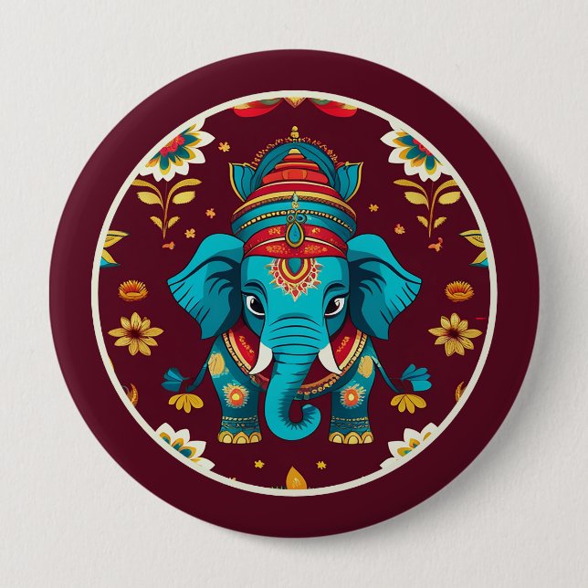 Bóton Redondo 10.16cm Ecos de Ganesha, Diwali (Frente)