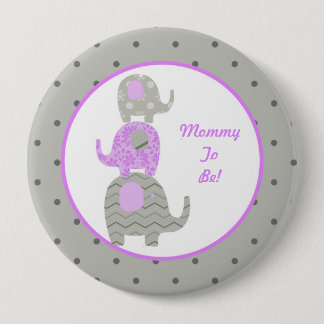 Bóton Redondo 10.16cm Elefante roxo e cinzento mamães personalizadas a
