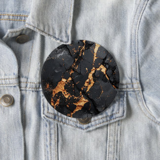 Bóton Redondo 10.16cm Elegant Black Marble with Gold Veins Modern Art