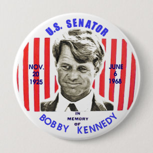 Bóton Redondo 10.16cm Em memória de Bobby Kennedy