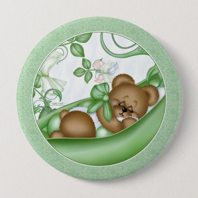 Bóton Redondo 10.16cm Ervilha em um botão do vagem (Frente)