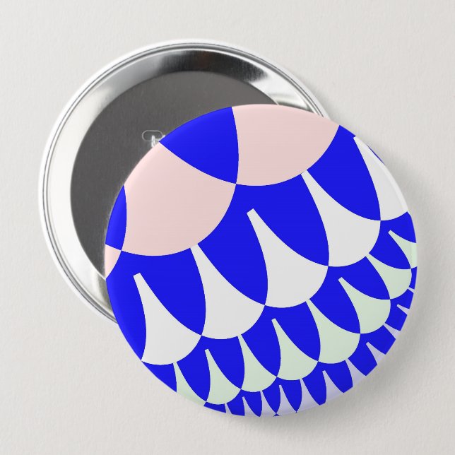 Bóton Redondo 10.16cm Escalas Azul e Branco (Frente & Verso)