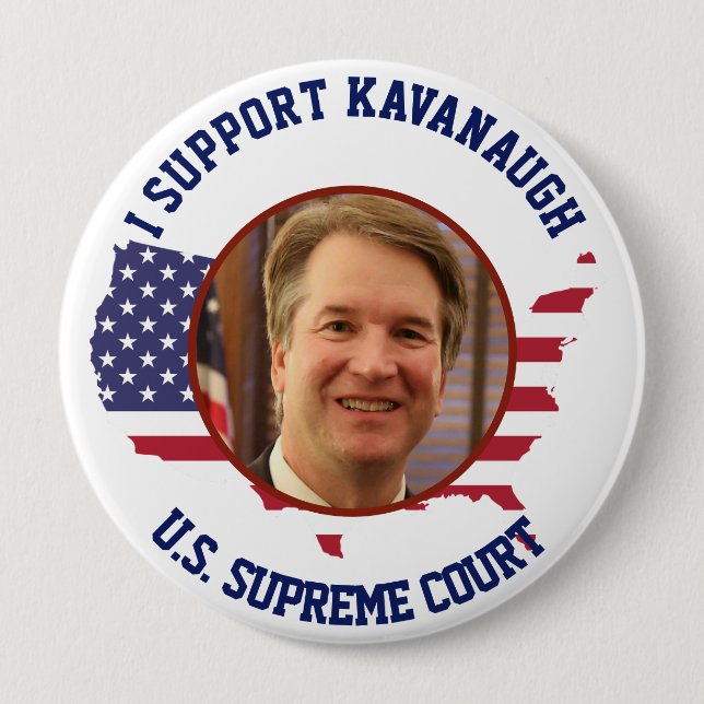 Bóton Redondo 10.16cm Eu apoio a bandeira americana de Kavanaugh EUA do (Frente)