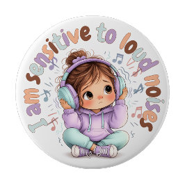 Bóton Redondo 10.16cm Eu Sou Sensível a Ruídos Badge Pin Sensório Badge