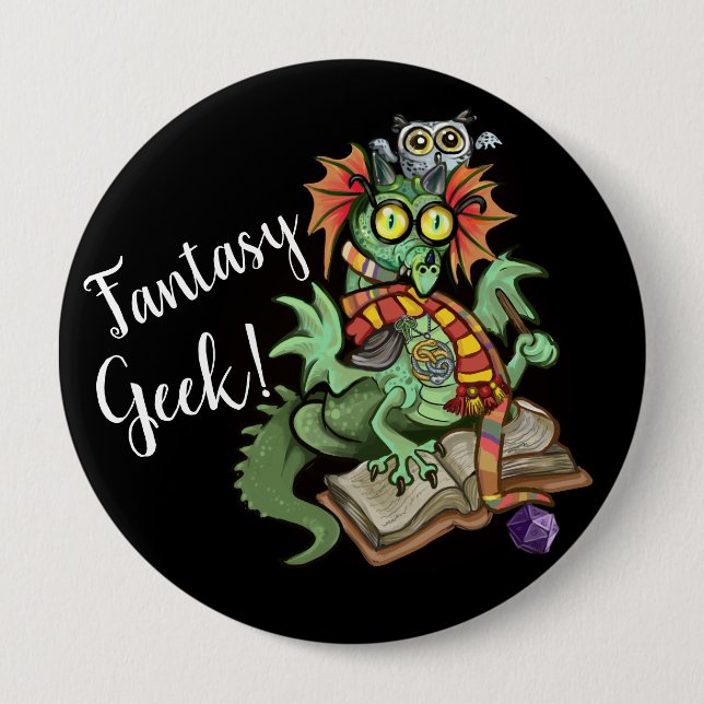 Bóton Redondo 10.16cm Fan Dragon "Fantasy Geek!" (Frente)