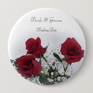 Bóton Redondo 10.16cm Favor de Casamento Rosa vermelha