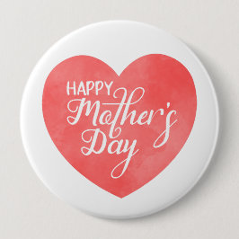 Bóton Redondo 10.16cm Feliz dia de as mães de cor rosa, mãe ama