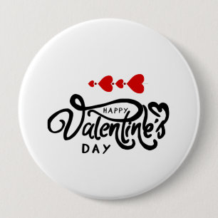 Bóton Redondo 10.16cm Feliz Dia dos Namorados caligrafia Corações Vermel