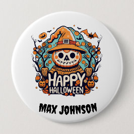 Bóton Redondo 10.16cm Feliz Halloween - Candy Corn Chaos Orange Black