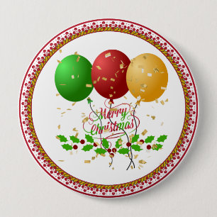 Bóton Redondo 10.16cm Feliz Natal, design festivo,