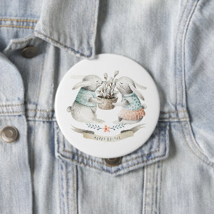 Bóton Redondo 10.16cm Felz pascoa Coelhinhos no Amor