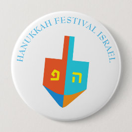 Bóton Redondo 10.16cm Festa das Luzes Dreidel Holiday de Hanukkah