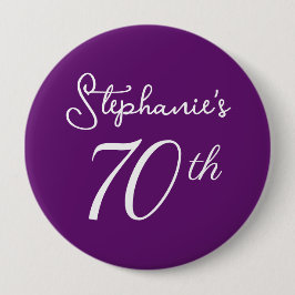 Bóton Redondo 10.16cm Festa de aniversário de 70 de Monograma Puro de ou