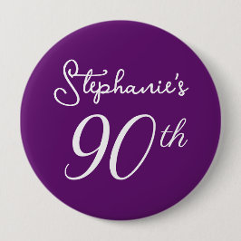 Bóton Redondo 10.16cm Festa de aniversário de 90 de Monograma Puro de ou