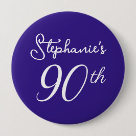 Bóton Redondo 10.16cm Festa de aniversário de 90 de Monograma Roxo Elega