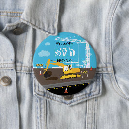 Bóton Redondo 10.16cm Festa de aniversário de Caminhões de Construção de