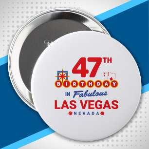 Bóton Redondo 10.16cm Festa de aniversário De Las Vegas - 47º Aniversári