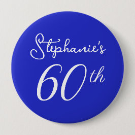 Bóton Redondo 10.16cm Festa de aniversário Real Elegante Monograma Azul 