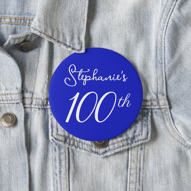 Bóton Redondo 10.16cm Festa de aniversário Real Elegante Monograma Azul  (In Situ)