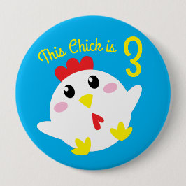 Bóton Redondo 10.16cm Festa de primeiro aniversario de Fazendas de frang