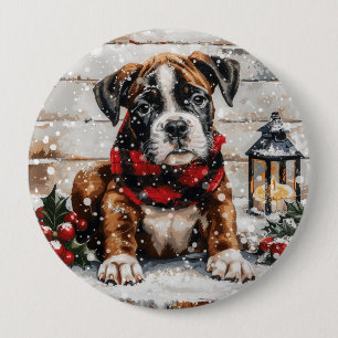 Bóton Redondo 10.16cm Filhote de Boxer de Natal