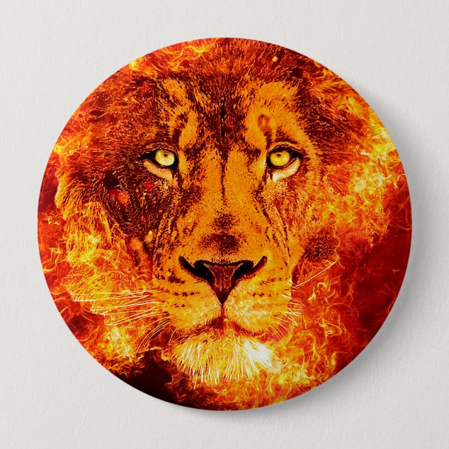 Bóton Redondo 10.16cm Flaming Lion Large (Frente)