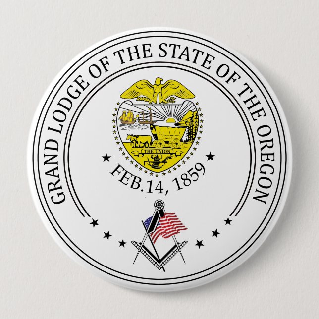 Bóton Redondo 10.16cm Freemasonry, Lar do Estado de Oregon (Frente)