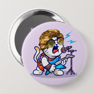 Bóton Redondo 10.16cm Funky Rockstar Cat - Gatinho Legal do Lover Música
